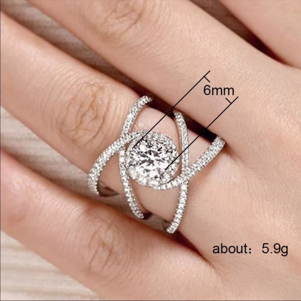 New Round Cut 925 Silver Diamond Women’s Ring - Picture 5 of 5